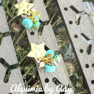 Gold and Blue Whimsical Earrings